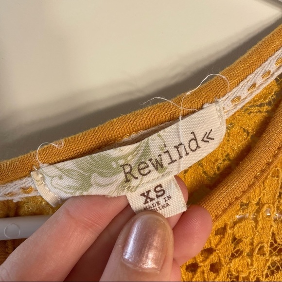 Rewind mustard yellow women’s 3/4 sleeve lace detail blouse fall top trendy - Picture 4 of 4